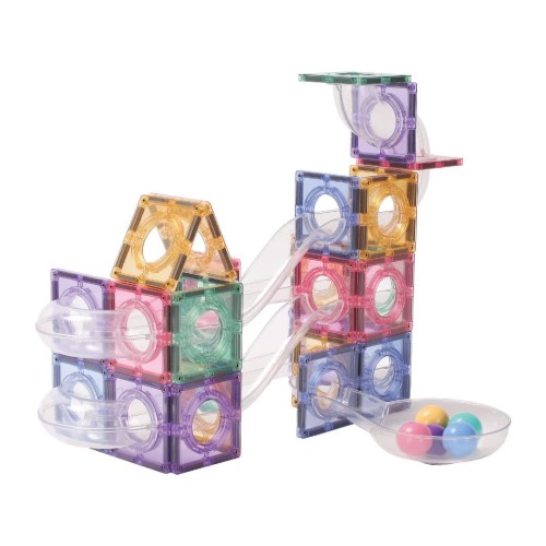 Tor kulkowy z klocków magnetycznych Cleverclixx Pastel 70 elementów