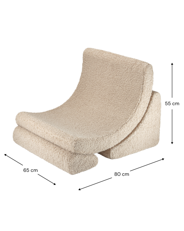 Designerskie siedzisko dziecięce o miękkiej, przyjemnej w dotyku strukturze teddy.