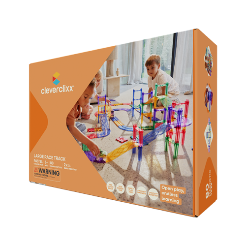 Klocki magnetyczne Cleverclixx Large Race Track Pastel 80 elementów