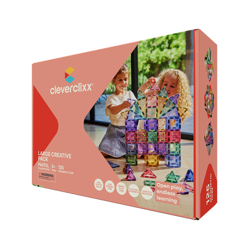 Klocki magnetyczne Cleverclixx Large Creative Pack Pastel 125 el.