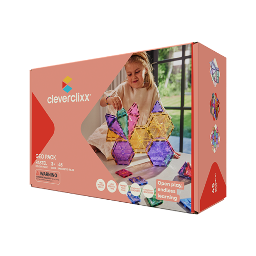 Klocki magnetyczne Cleverclixx Geo Pack Pastel 45 el.