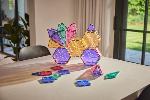 Pastelowe klocki magnetyczne Cleverclixx Geo Pack 45 elementów